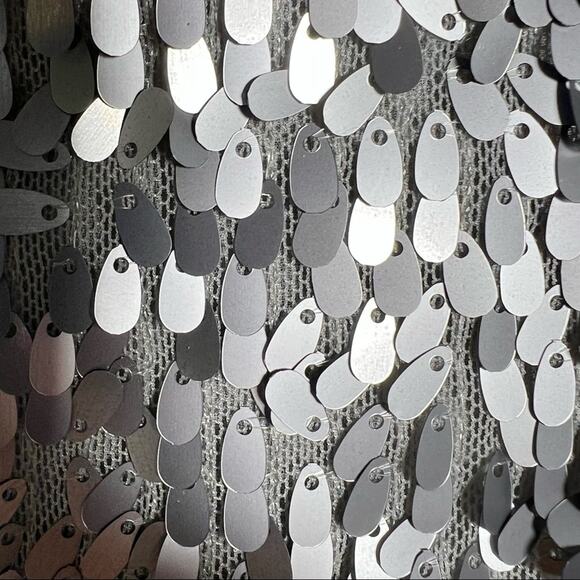 Ann Taylor Silver metal/sequined short sleeve shirt top blouse size XXS B115 - Picture 2 of 5